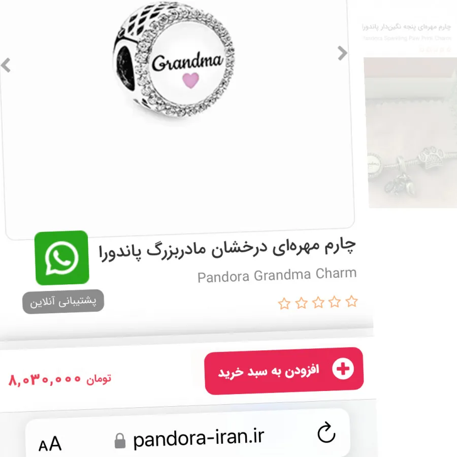 دستبند پاندورا وچارم نقره