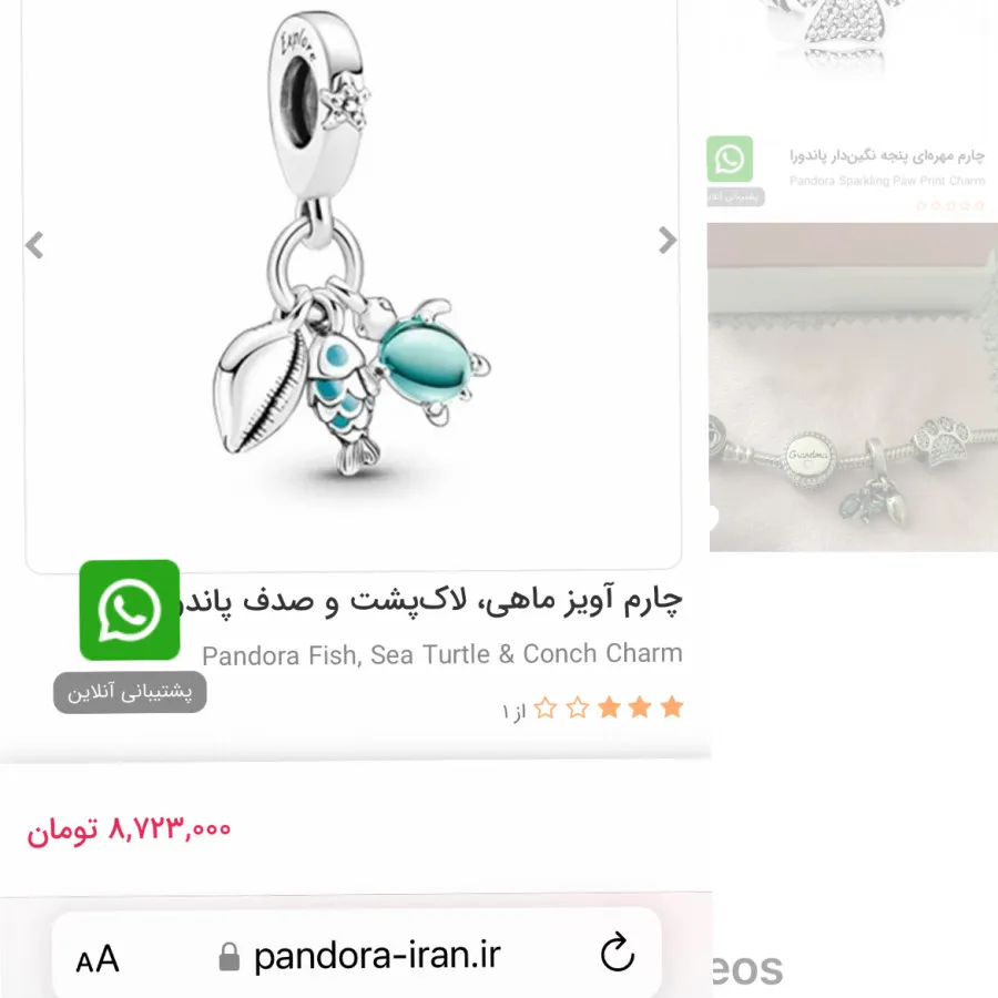 دستبند پاندورا وچارم نقره