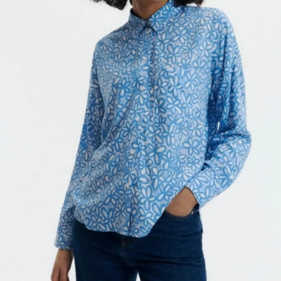 شومیز نخی آبی برند Zara