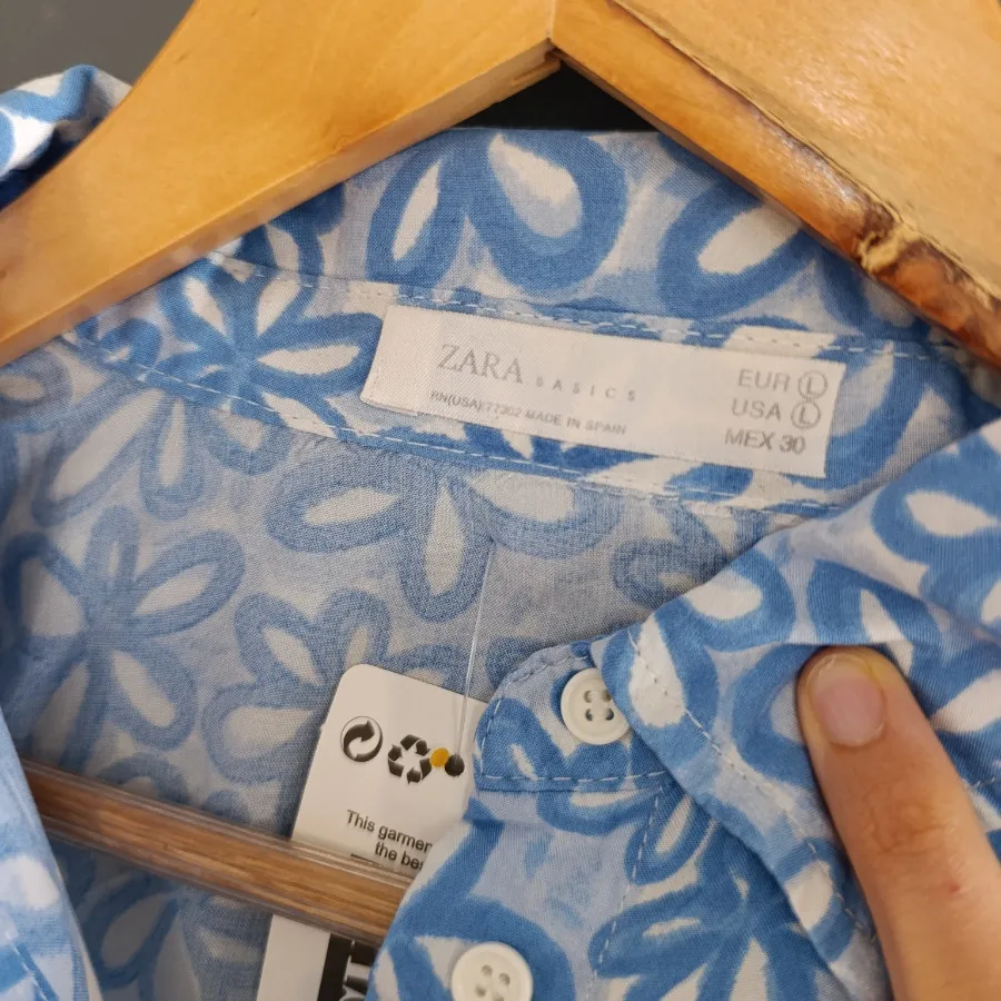شومیز نخی آبی برند Zara