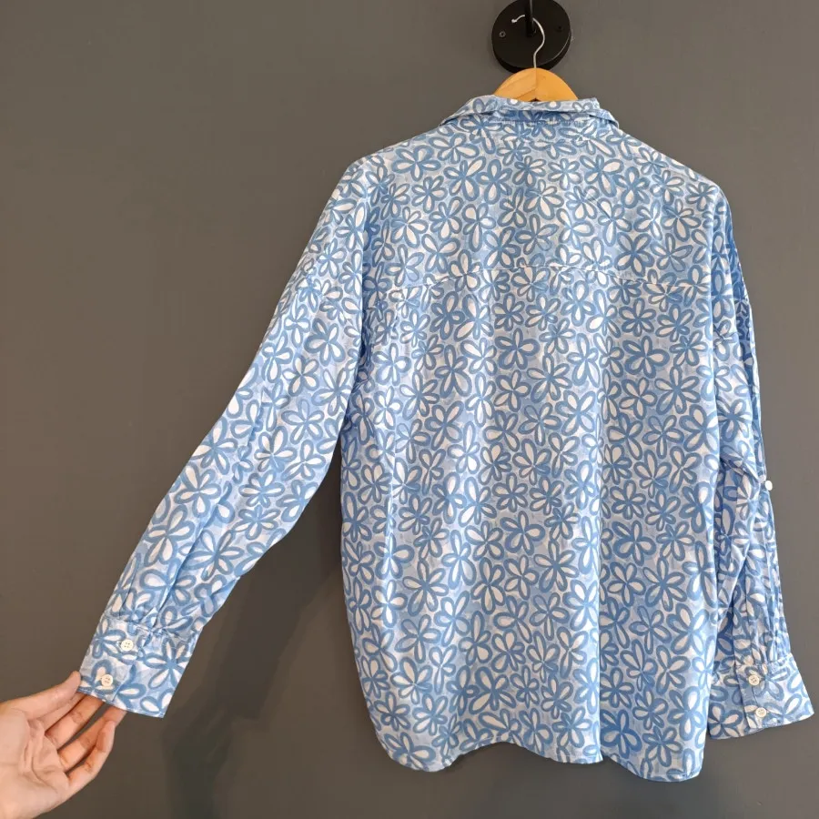 شومیز نخی آبی برند Zara