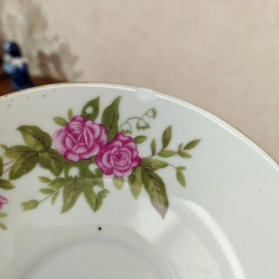 فنجان ونعلبکی گلسرخی