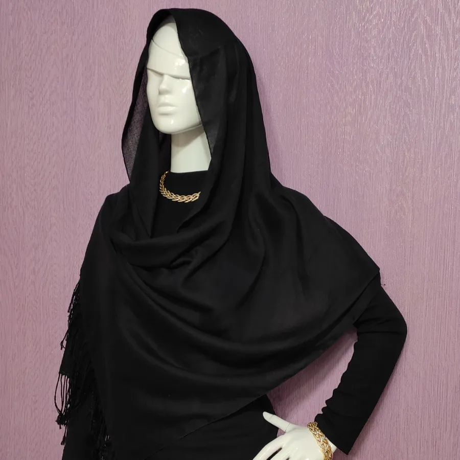 شال نخی کجراه مشکی