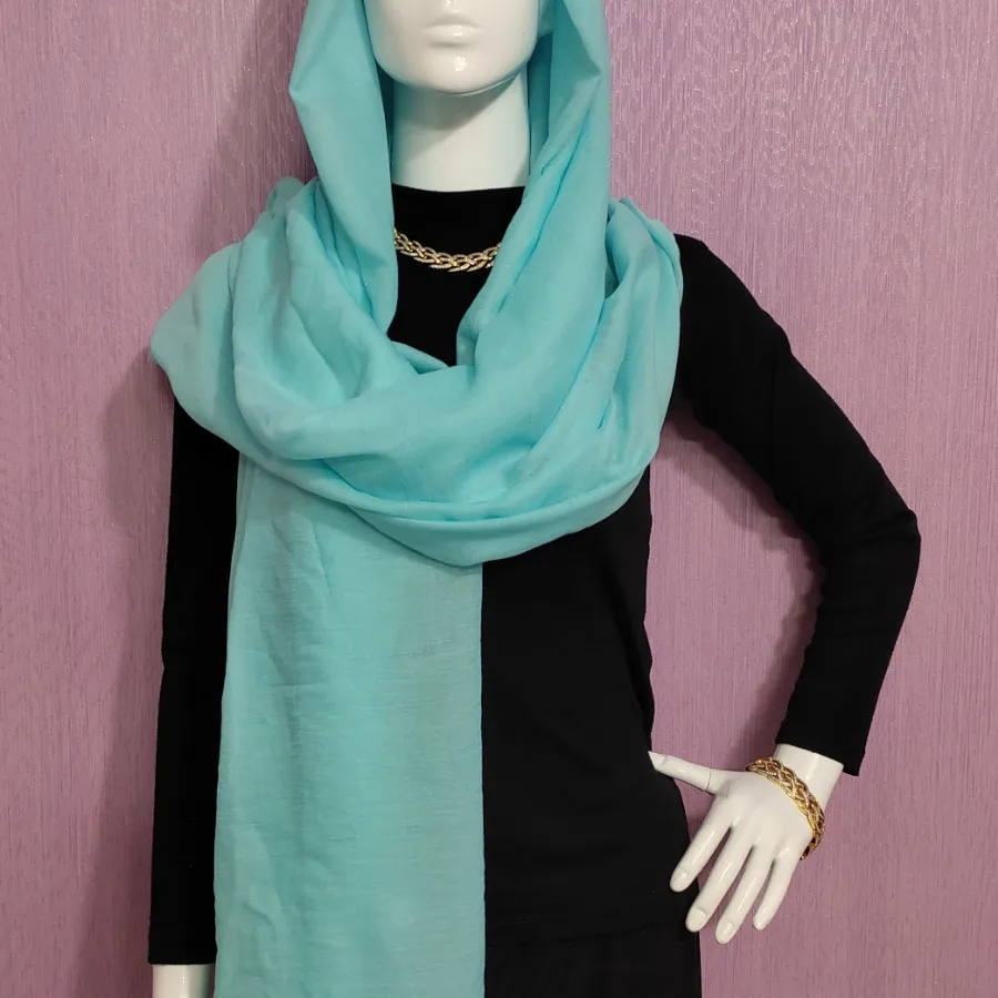 شال سیلک آبی فیروزه ای