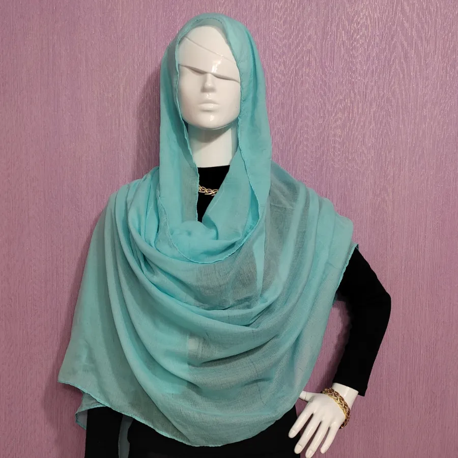 شال سیلک آبی فیروزه ای