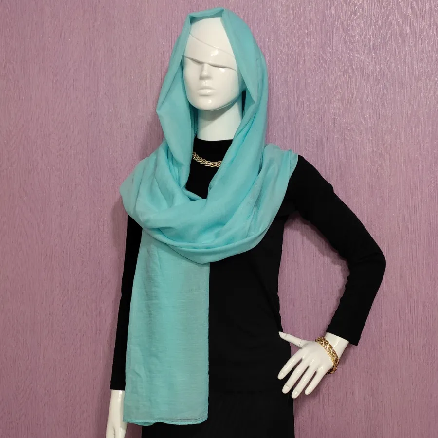 شال سیلک آبی فیروزه ای