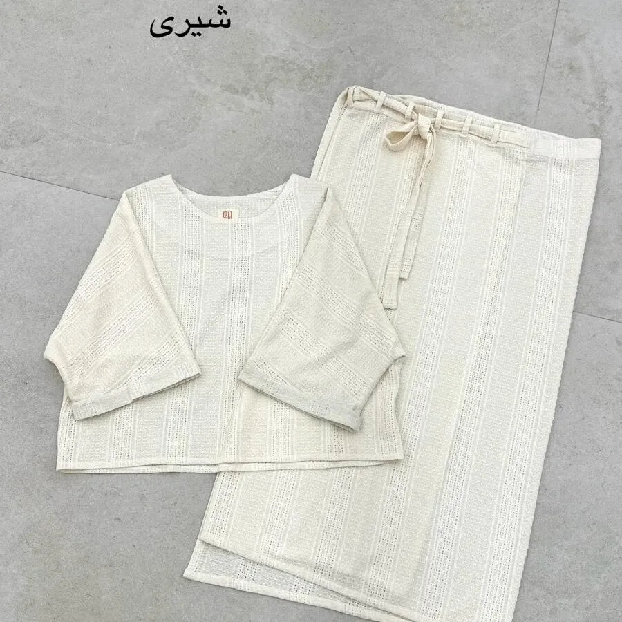 کت و دامن شیری گیپور مانن