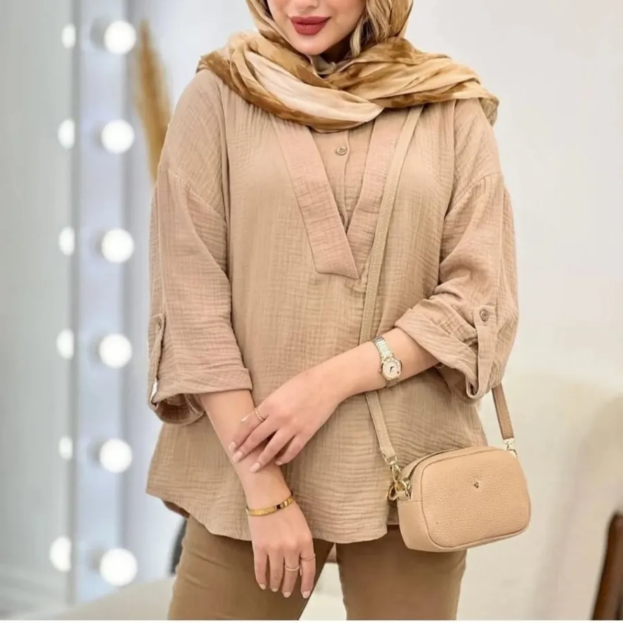 شومیز مانتویی یقه شالی