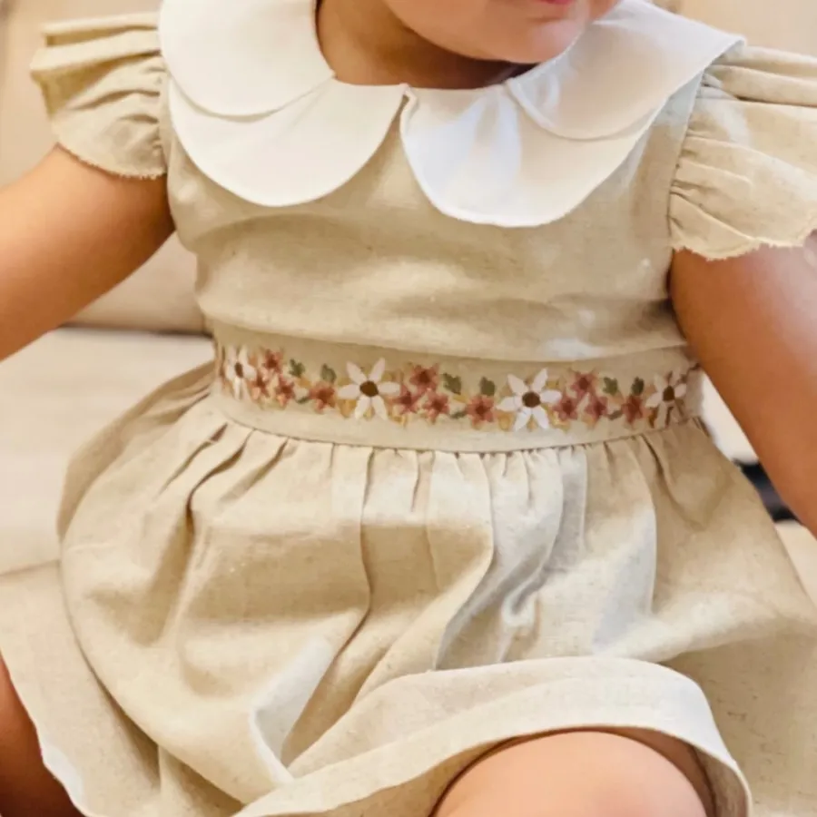پیراهن لنین گلدوزی شده