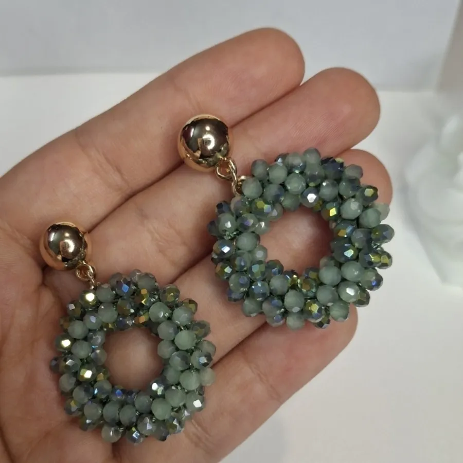 گوشواره جواهری متالیک سبز