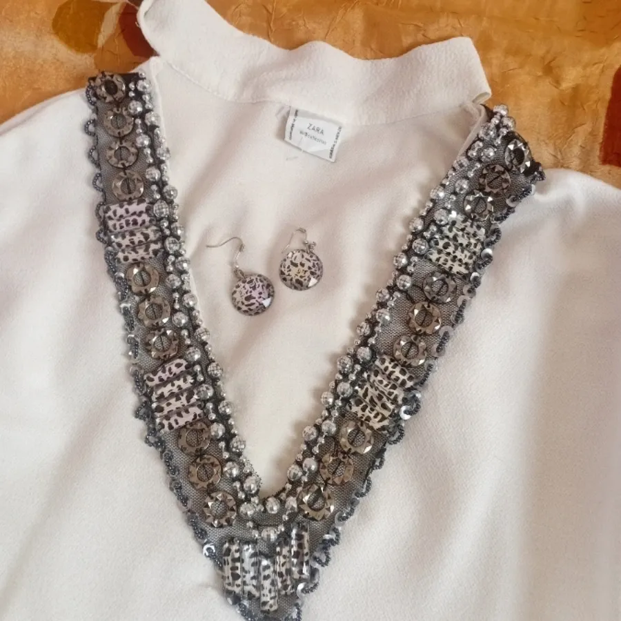 گردنبند پارچه تور کارشده