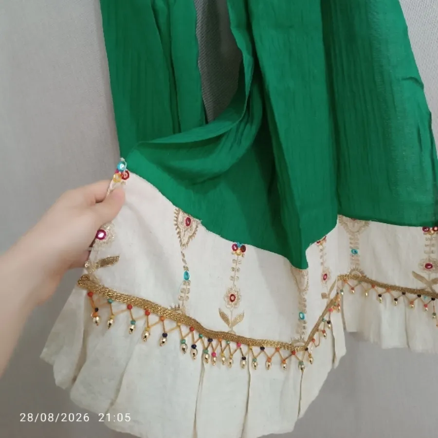 شال پرومیس سبز و کرم