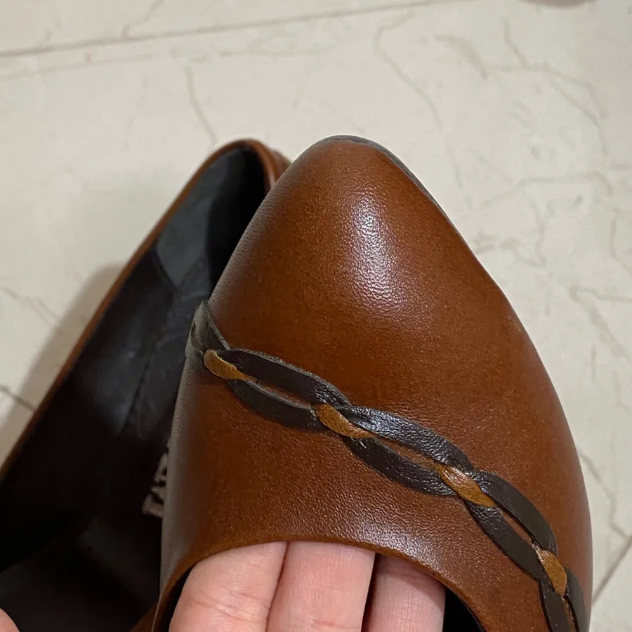کفش چرم پاشنه کوتاه