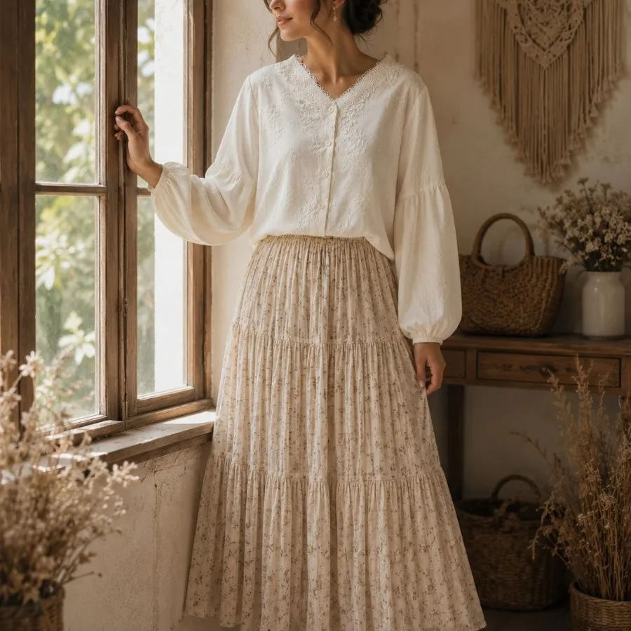شومیز گل برجسته یقه گیپور