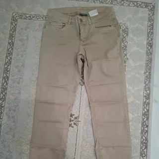 شلوار کتان کرم رنگ
