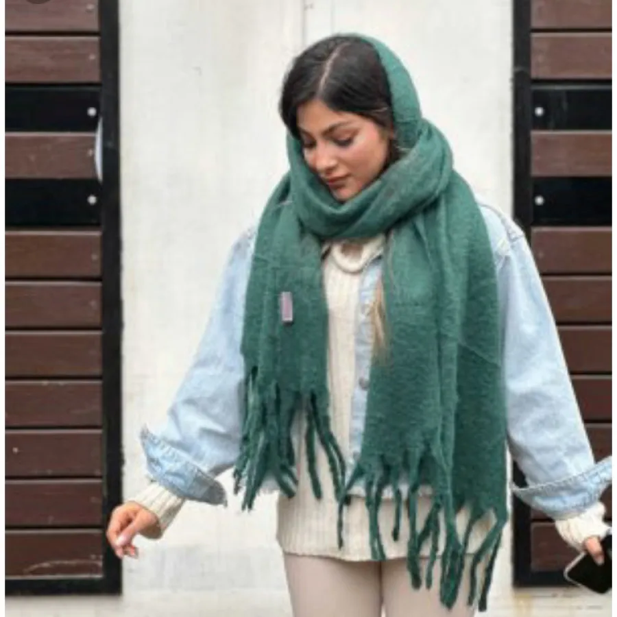 شال موهر سبز پشمی