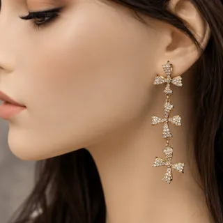 گوشواره فول نگین پاپیون