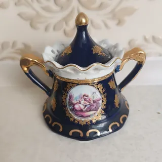 قندان چینی سرمه ای طلاکوب