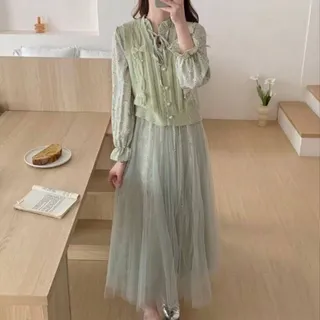پیراهن دوتیکه بافت شیک