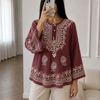 شومیز گلدوزی نخی هندی