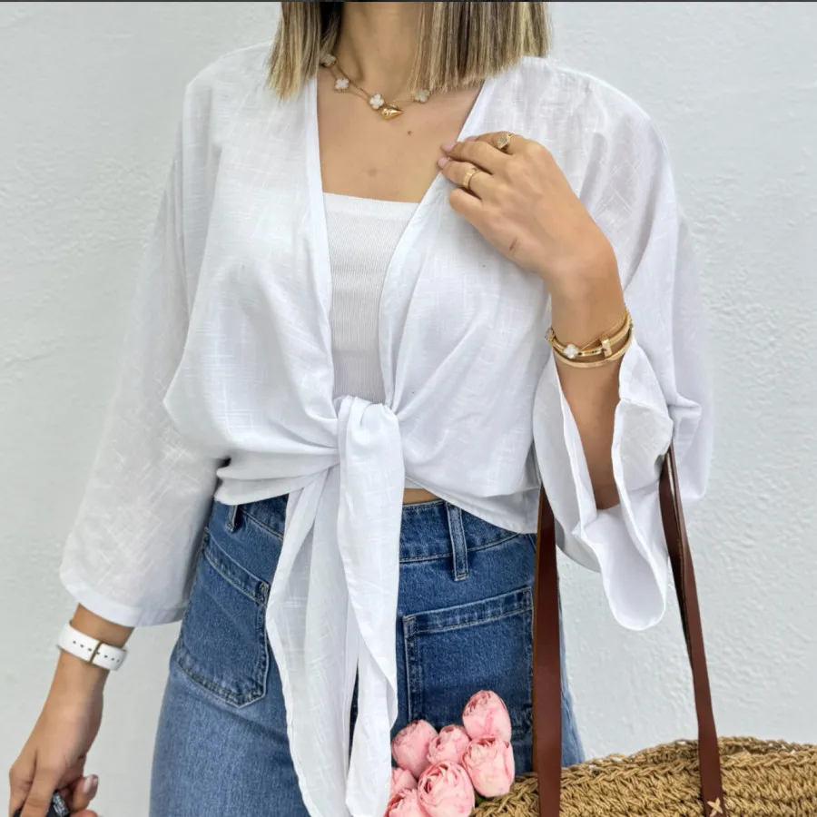 شومیز سفید گره ای