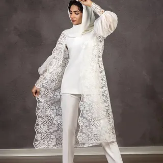 مانتو سفید حریر ارگانزا