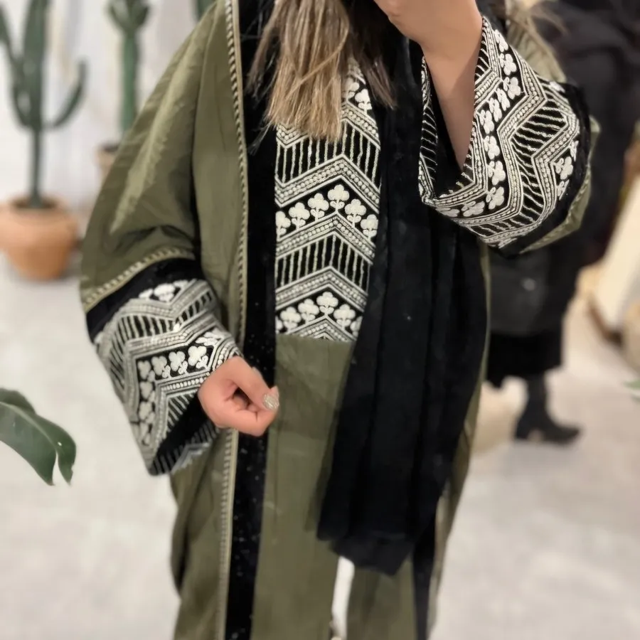 مانتو بلند ژاکارد خرجکار