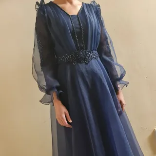 لباس مجلسی سورمه ای حریر