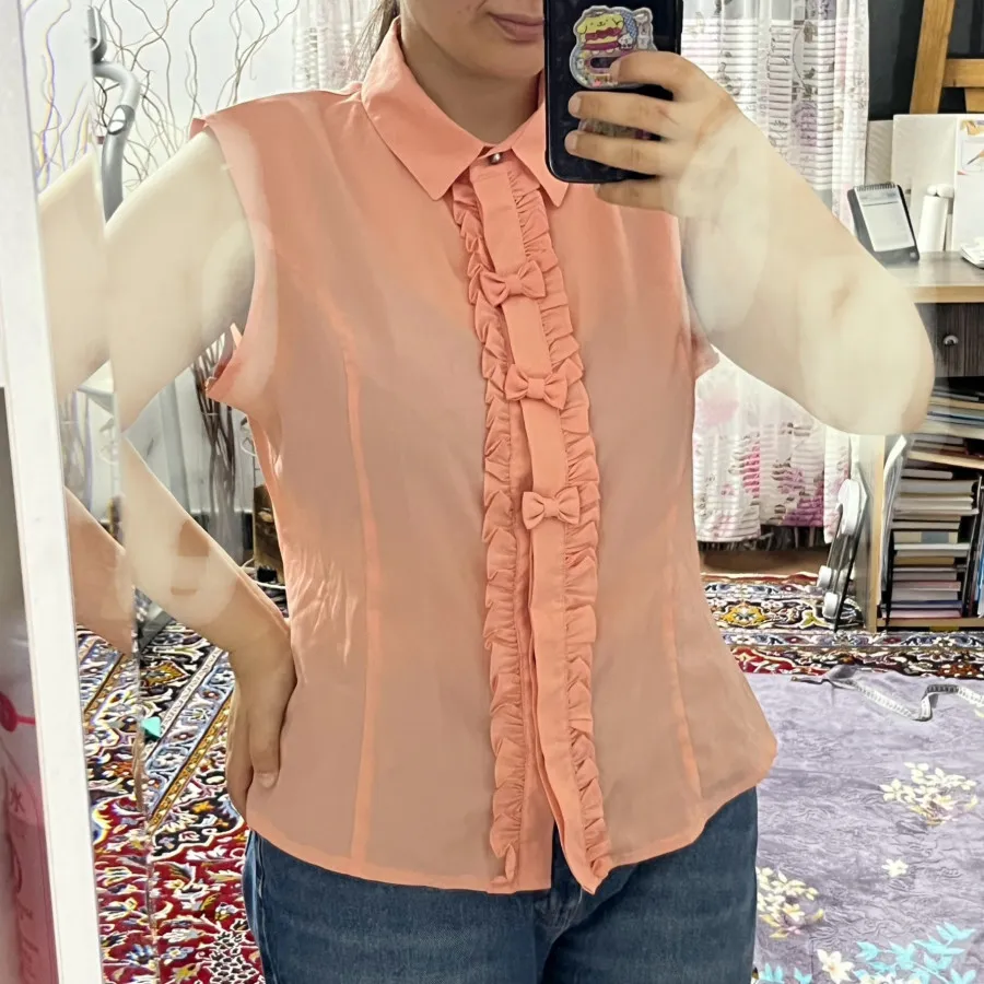 تاپ آستین حلقه ای حریر