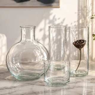 گلدان و جا شمعی شیشه