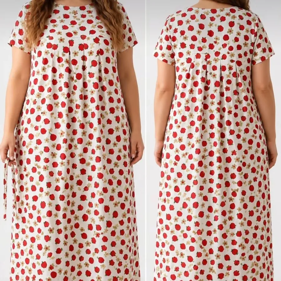 پیراهن تمام نخ توت فرنگی