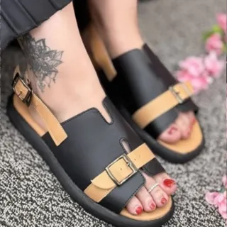 صندل زنانه چرم تابستانی