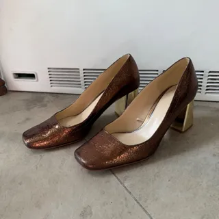 کفش قهوه ای متالیک زارا
