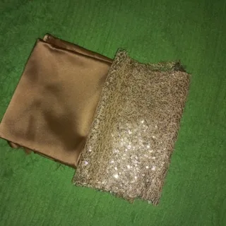 پارچه ساتن مسی و تور پولک