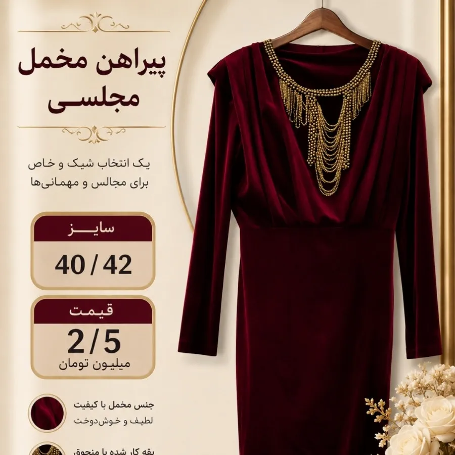 پیراهن مخمل مجلسی