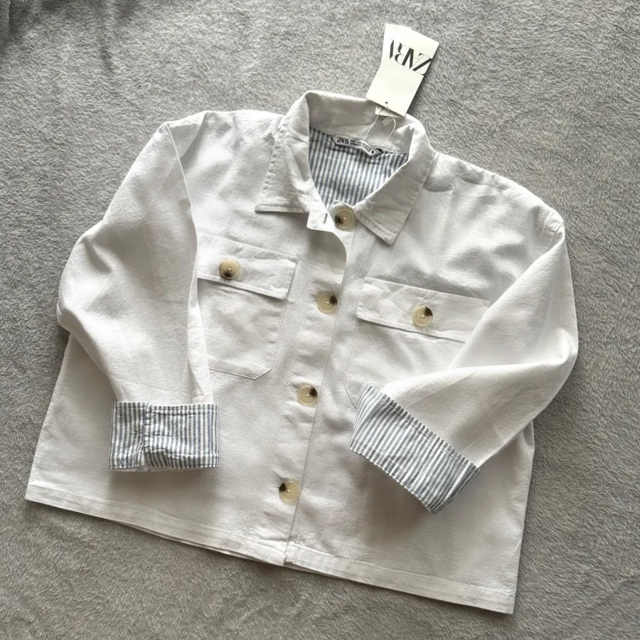 کت لینن سفید زارا zara