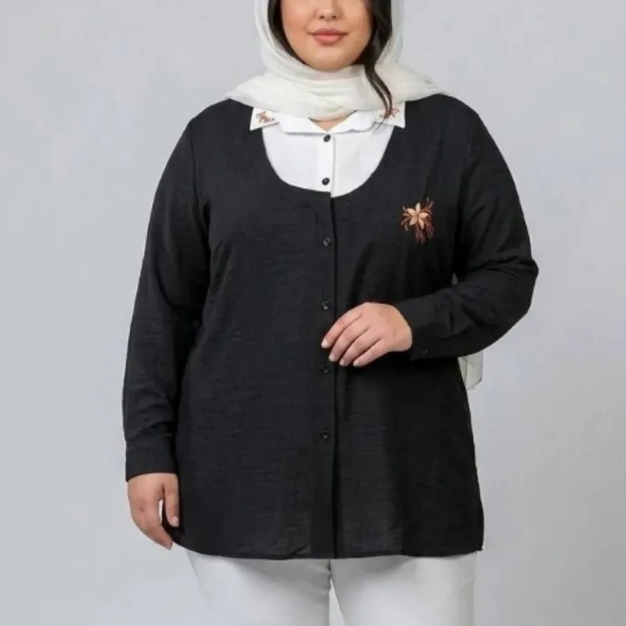 شومیز یقه سفید مشکی