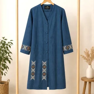 مانتو زنانه آبی کاربنی