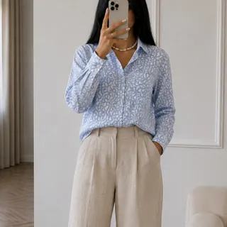 شومیز نخی آبی برند Zara
