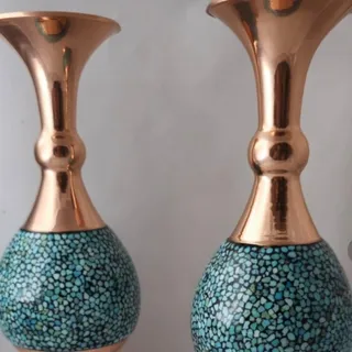 گلدان مسی فیروزه کوبی