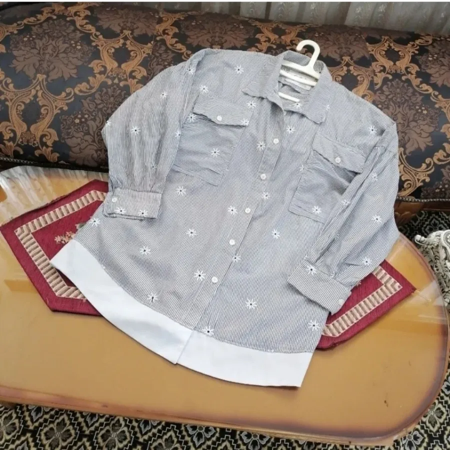 مانتو راه راه گلدوزی