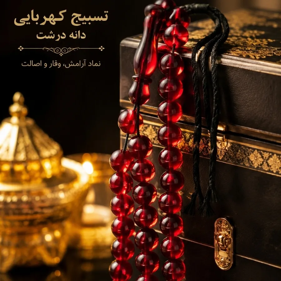 تسبیح کهربایی دانه درشت