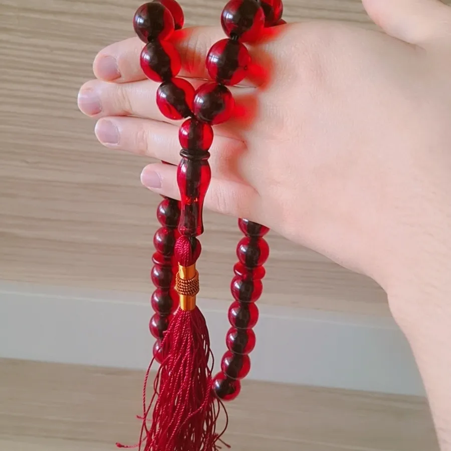 تسبیح کهربایی دانه درشت