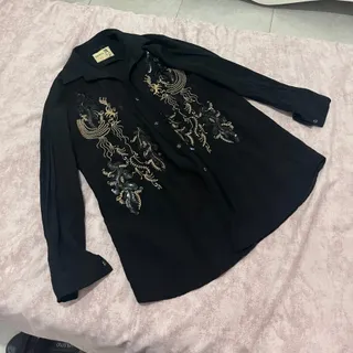 مانتو گلدوزی مشکی