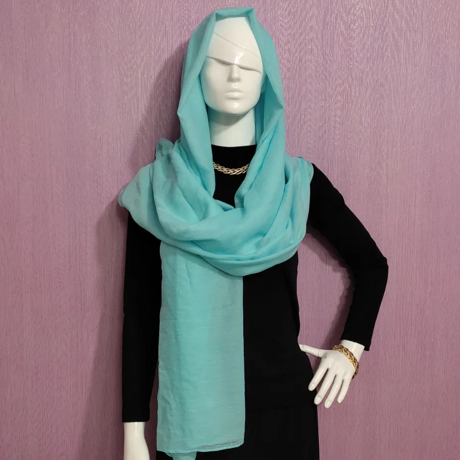 شال سیلک آبی فیروزه ای