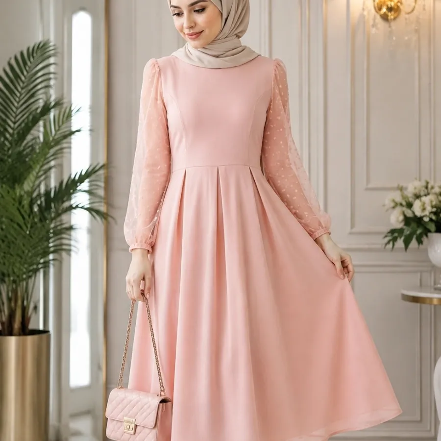 لباس مجلسی گلبهی سایز 3XL