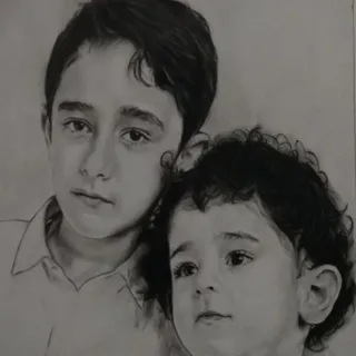 تابلو سیاه قلم چهره کودک