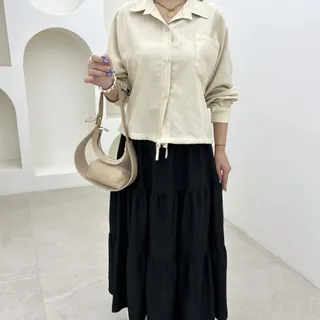شومیز دامن ست کرم مشکی