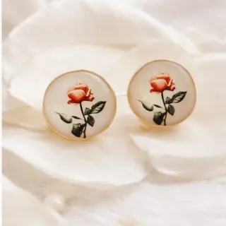 گوشواره گل رز نقره 925