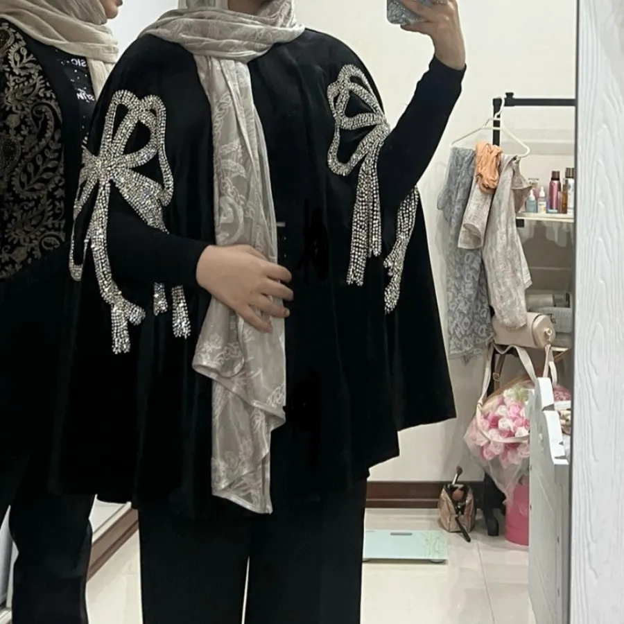 مانتو مجلسی سنگ دوزی شنلی